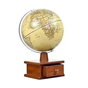 Globe Terrestre Antique - Boîte De Rangement En Bois