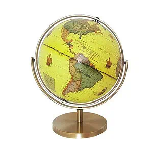 Globe Terrestre Rotatif Rétro - Support En Métal Cuivré