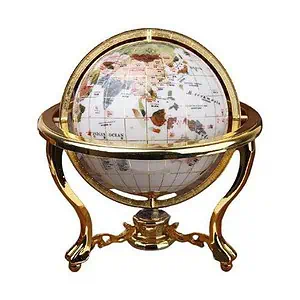 Globe Terrestre Vintage - Sphère Blanche - Structure Couleur Or