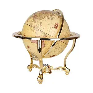 Globe Terrestre Vintage - Sphère Rétro - Support Couleur Or
