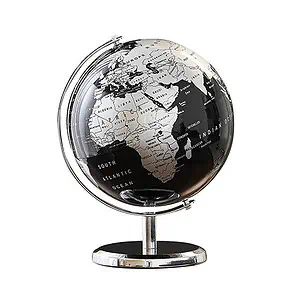 Globe Terrestre Metal (Noir & Argent)
