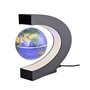 Globe Terrestre Lévitation - Support En C (Sphère Bleue)