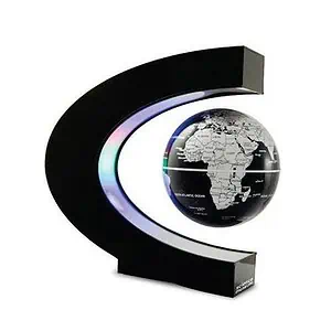 Globe Terrestre Lévitation - Support En C (Sphère Noire)