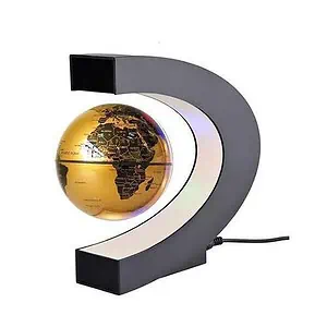 Globe Terrestre Lévitation - Support En C (Sphère Or)