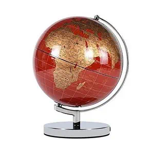 Globe Terrestre Metal Chromé (Rouge)